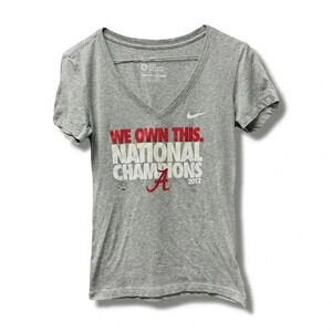 Nike Alabama Crimson Tide 2012 Champs Women's V-Neck T-Shirt Gray S
